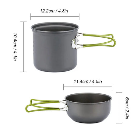 Ultralight Camping Pots Cookware Set Portable Outdoor Cooking  Tableware for Hiking Trekking Picnic Fishing Mountaineering Beargoods