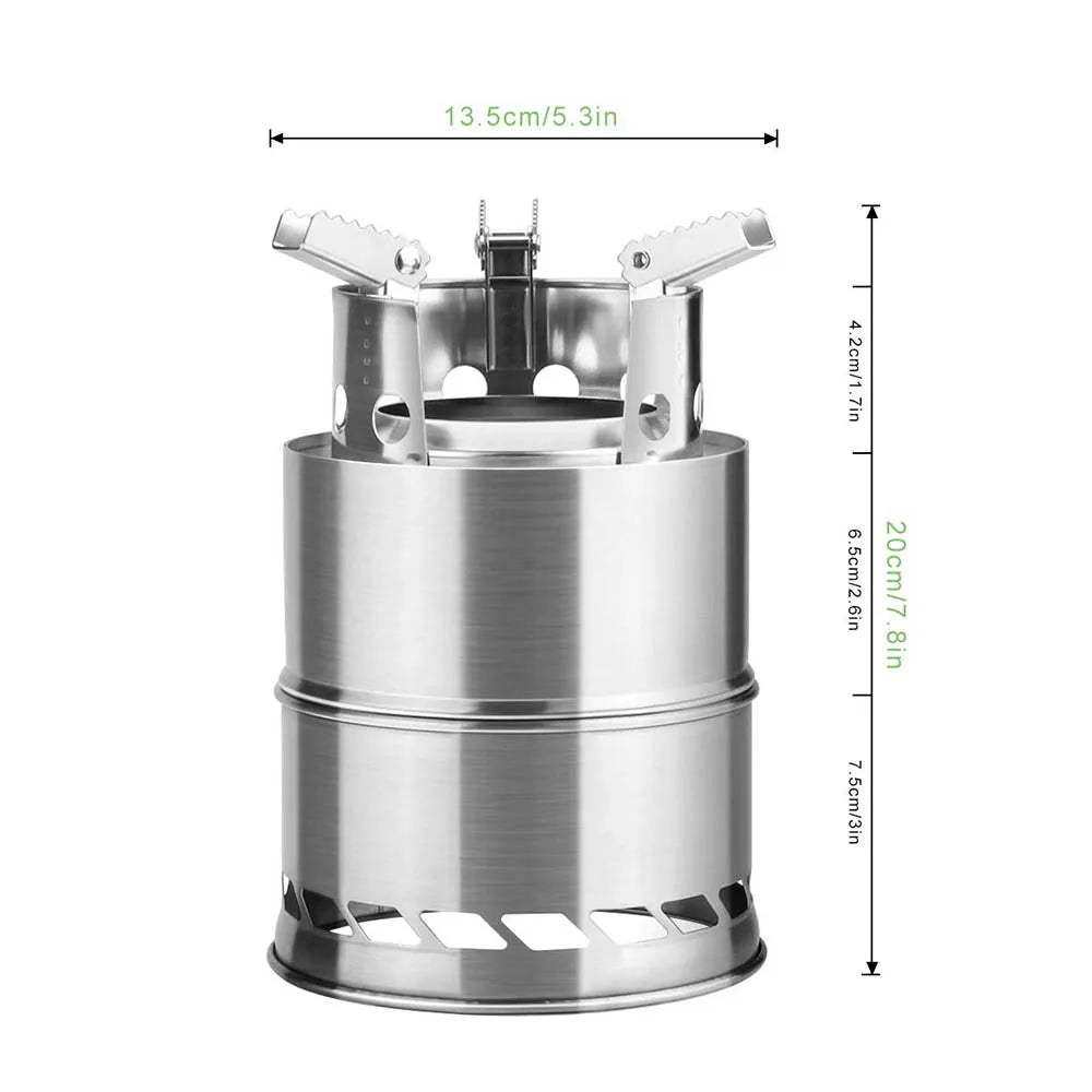 Portable Outdoor Camping Stove Wood Burning Mini Lightweight Stainless Steel  Stove Picnic BBQ Cooker Travel Adventure Tools Beargoods