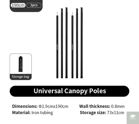 Naturehike Canopy Poles 2pcs High Strength Reinforced Multi-Purpose Support Pole Outdoor Camping Tents Porch General Steel Pipe Beargoods