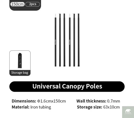 Naturehike Canopy Poles 2pcs High Strength Reinforced Multi-Purpose Support Pole Outdoor Camping Tents Porch General Steel Pipe Beargoods