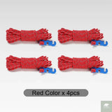 4Pcs Outdoor Guy Lines Tent Cords Reflective Camping Rope with Aluminum Guylines Adjuster Tensioner Pouch for Tent Tarp Canopy Beargoods