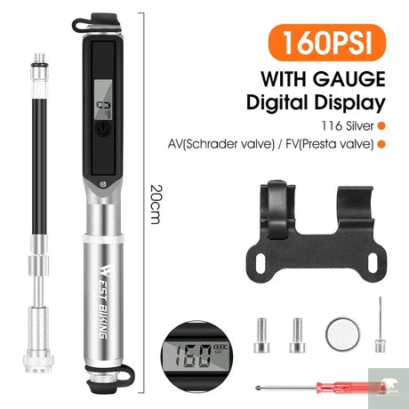 High Pressure Bicycle Pump with Pressure Gauge Beargoods
