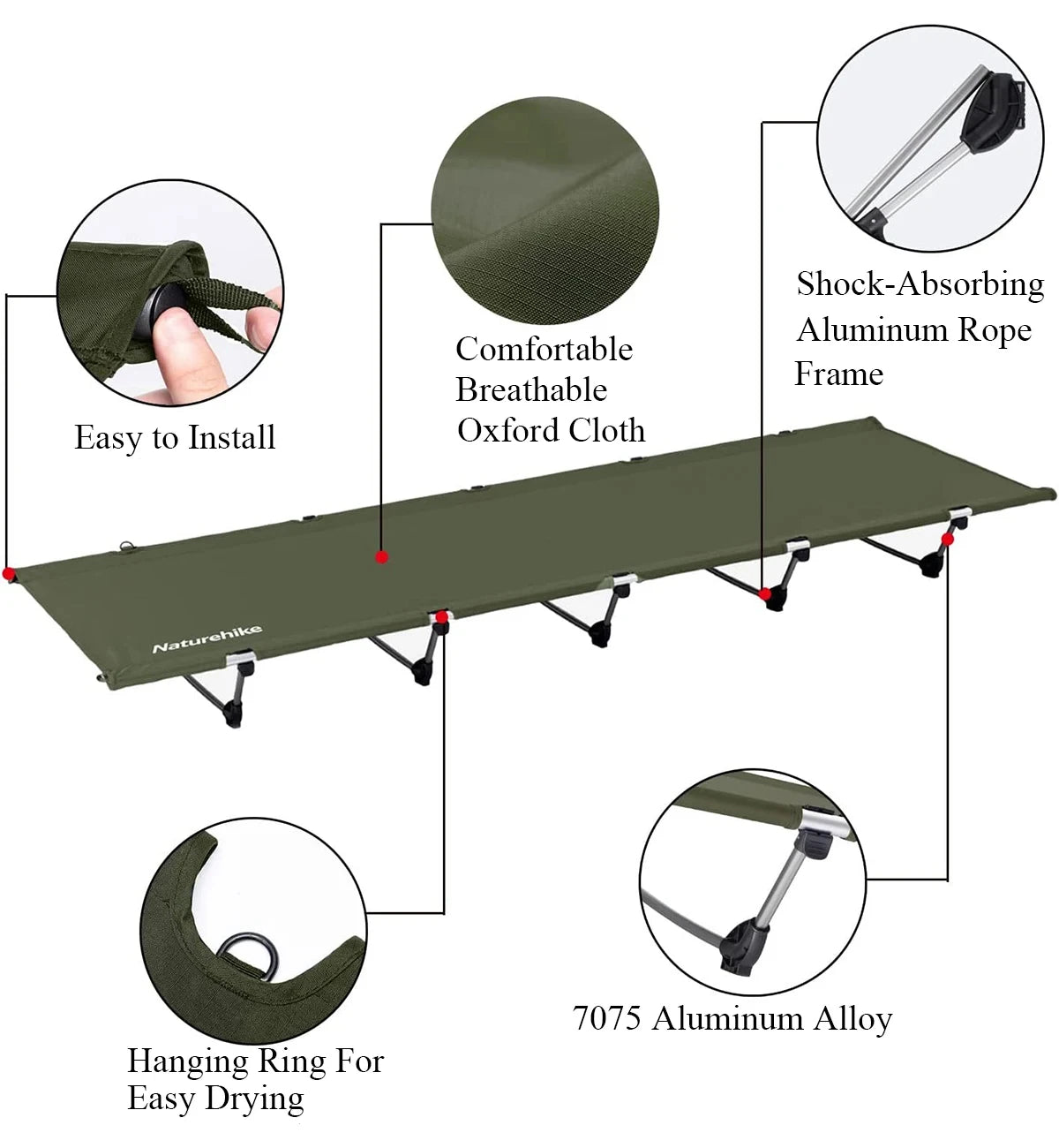 Naturehike XJC05 Camping Folding Bed Ultra Light Supplies Camping Bed Folding Cot Outdoor Hiking Supplies Bed Portable NH20JJ001 Beargoods