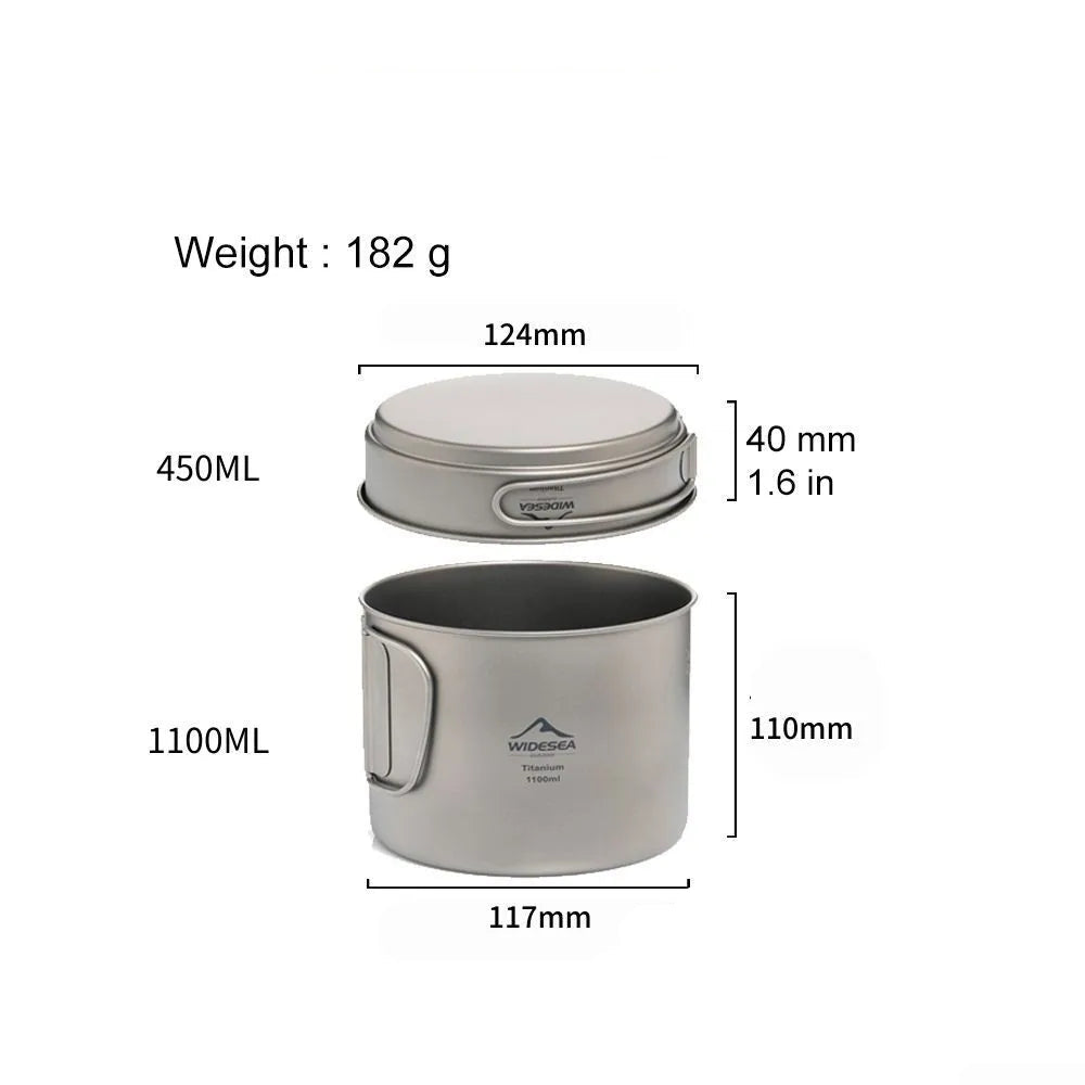 WIDESEA Pure Titanium Ultralight Foldable Camp Pot Set for Outdoor Cooking Lightweight Durable Kitchen Gear for Camping Beargoods