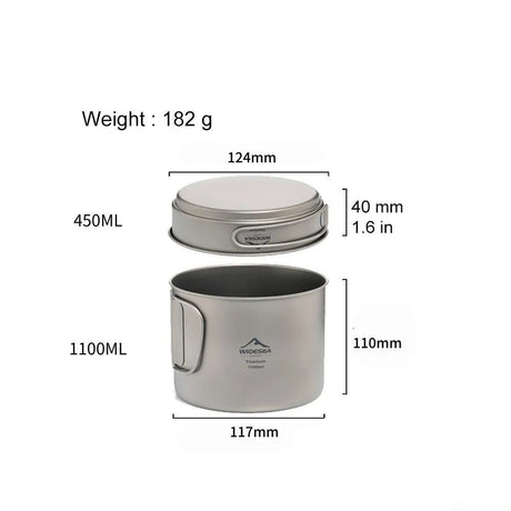 WIDESEA Pure Titanium Ultralight Foldable Camp Pot Set for Outdoor Cooking Lightweight Durable Kitchen Gear for Camping Beargoods