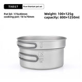 KEITH Pure Titanium 2-Piece Cookware Set (800ml+1250ml), Ultralight Pot & Pan with Mesh Bag for Camping Backpacking Hiking Beargoods