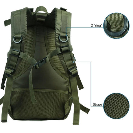 Nylon Waterproof Backpack Climbing Travel Bags Lightweight Hiking Backpacks Outdoor Sport School Bag for Men Women Black Beargoods