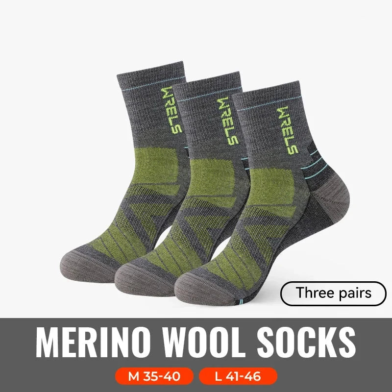 WRELS 1/2/3pairs Merino Wool Socks Thermal Warm Winter High Elastic Thick Hiking Socks Moisture Absorption Wool Sports Socks Beargoods