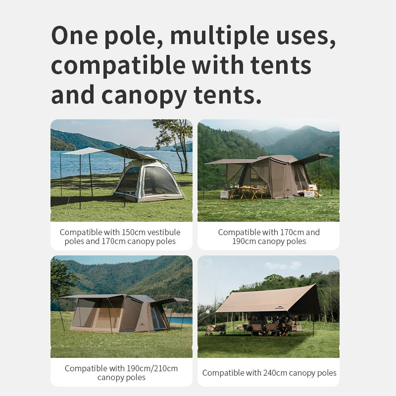 Naturehike Canopy Poles 2pcs High Strength Reinforced Multi-Purpose Support Pole Outdoor Camping Tents Porch General Steel Pipe Beargoods