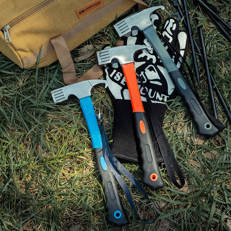 Portable Carbon Steel Camping Tent Hammer Multifunction Tool - Peg Stake Puller Mallet Awning Canopy Remover Extrator Beargoods