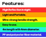 4M Durable Tent Rope Luminous High Reflective Tent Rope with Buckle Multi-Function Sturdy Tent Rope for Outdoor/Beach/Camping Beargoods