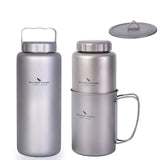 Boundless Voyage Titanium Water Bottle 1050ml Camping Canteen Cycling Sport Drinking Bottle Metal Big Capacity Leak-Proof Flask Beargoods
