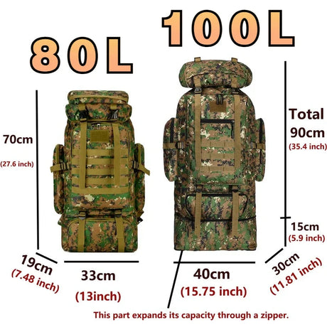 80L/100L  Mountaineering Bag Climb Bag Tactical Backpacks Large Backpack Outdoors Hiking Camping Travel Bags Beargoods