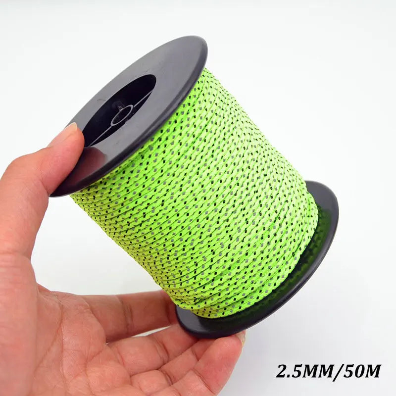 5M/10M/20M/50M Reflective Tent Rope Guylines Nylon Tent Line Cord Rescue Umbrella Paracord Rope Camping Hiking Tent Accessories Beargoods