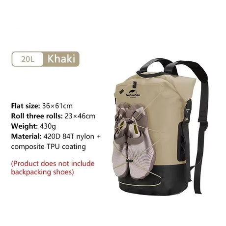 Naturehike Outdoor Waterproof Bag Wet & Dry Separation Outdoor Portable 20-40L Large Capacity Trail Bags Diving Backpack Beargoods