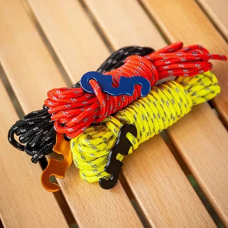 4Pcs Outdoor Guy Lines Tent Cords Reflective Camping Rope with Aluminum Guylines Adjuster Tensioner Pouch for Tent Tarp Canopy Beargoods