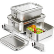 Stainless Steel Bento Box Metal Lunch Box Food Storage Containers with Lockable Clips Lunch Snack Boxes for Work,School Beargoods