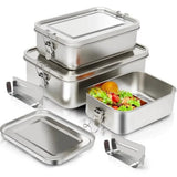 Stainless Steel Bento Box Metal Lunch Box Food Storage Containers with Lockable Clips Lunch Snack Boxes for Work,School Beargoods