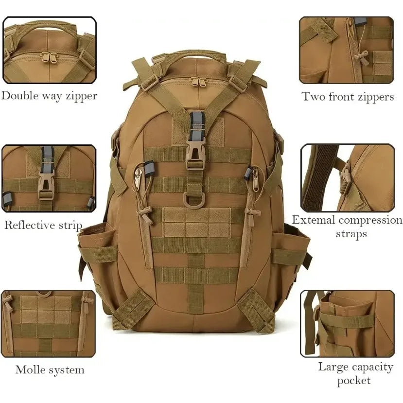 40L Camping Hiking Backpacks Tactical Backpack for Men/women Reflective Outdoor Climbing Rucksack Bag Survival Molle Travel Bags Beargoods
