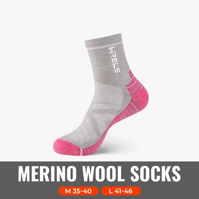 WRELS 1/2/3pairs Merino Wool Socks Thermal Warm Winter High Elastic Thick Hiking Socks Moisture Absorption Wool Sports Socks Beargoods
