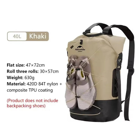 Naturehike Outdoor Waterproof Bag Wet & Dry Separation Outdoor Portable 20-40L Large Capacity Trail Bags Diving Backpack Beargoods