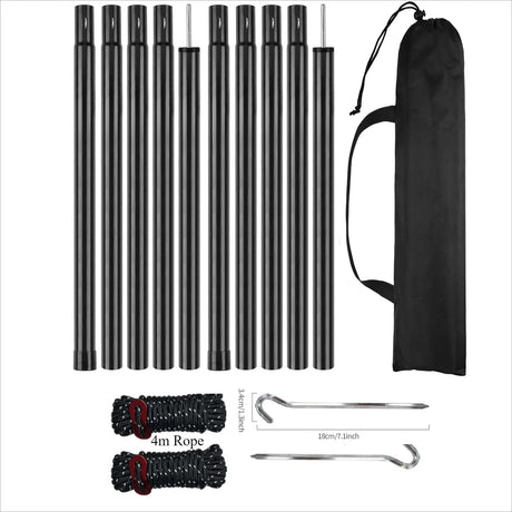 2m Telescopic Tent Poles Set of 2 Lightweight Adjustable Trekking Camping Collapsible Poles for Walking Canopy Hiking Beargoods