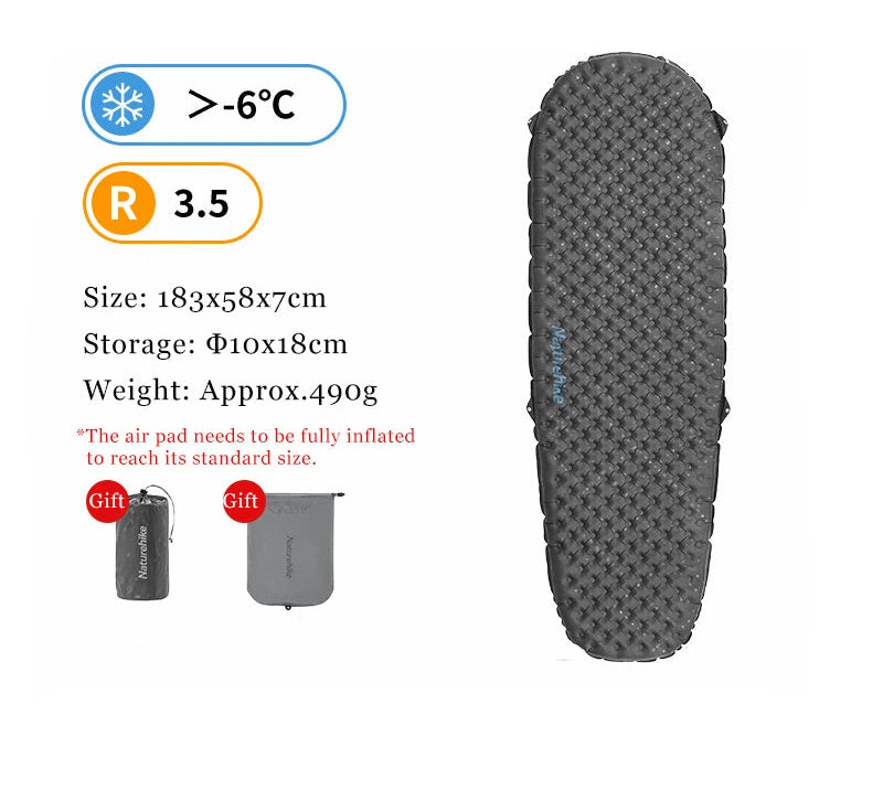 Naturehike Inflatable Camping Mat 3.5 R-Value Lightweight Sleeping Pad 20D Nylon TPU Air Mattress for Hiking Backpacking Beach Beargoods