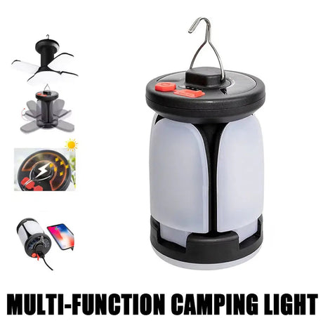 Ultra-Bright Rechargeable LED Camping Lantern Solar Portable Lanterns With Power Bank Hands-Free Emergency Lamp Hiking/Fishing Beargoods