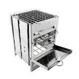 Square Wood Burning Camping Stove Outdoor Survival BBQ Mini Grill BBQ Outdoor Camping Firewood Folding BBQ Picnic Stove Beargoods