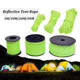 5M/10M/20M/50M Reflective Tent Rope Guylines Nylon Tent Line Cord Rescue Umbrella Paracord Rope Camping Hiking Tent Accessories Beargoods