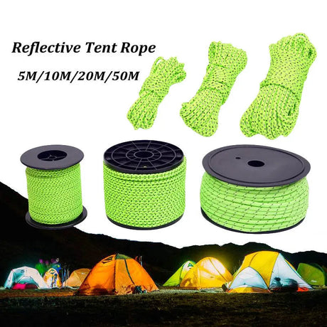 5M/10M/20M/50M Reflective Tent Rope Guylines Nylon Tent Line Cord Rescue Umbrella Paracord Rope Camping Hiking Tent Accessories Beargoods