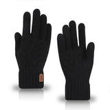 Men Winter Warm Wool Knitted Gloves Fleece‑lined Touch‑screen Cold Resistant Soft Thermal Outdoor Daily Gloves Beargoods