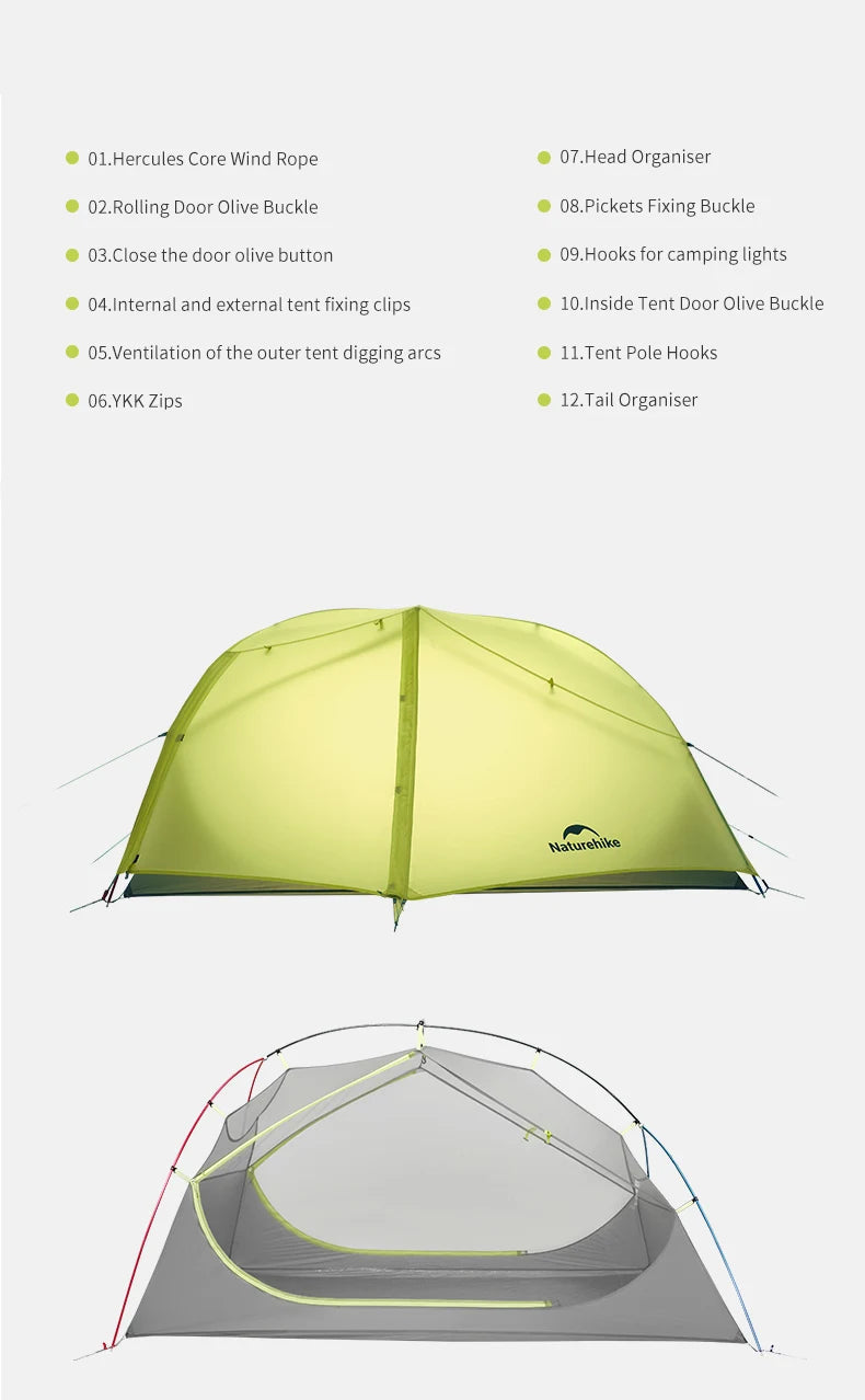 Naturehike Star River EXT Hiking Tent 2 People Ultralight Waterproof Tents Outdoor Camping Portable Lightweight Sun Shelter Beargoods
