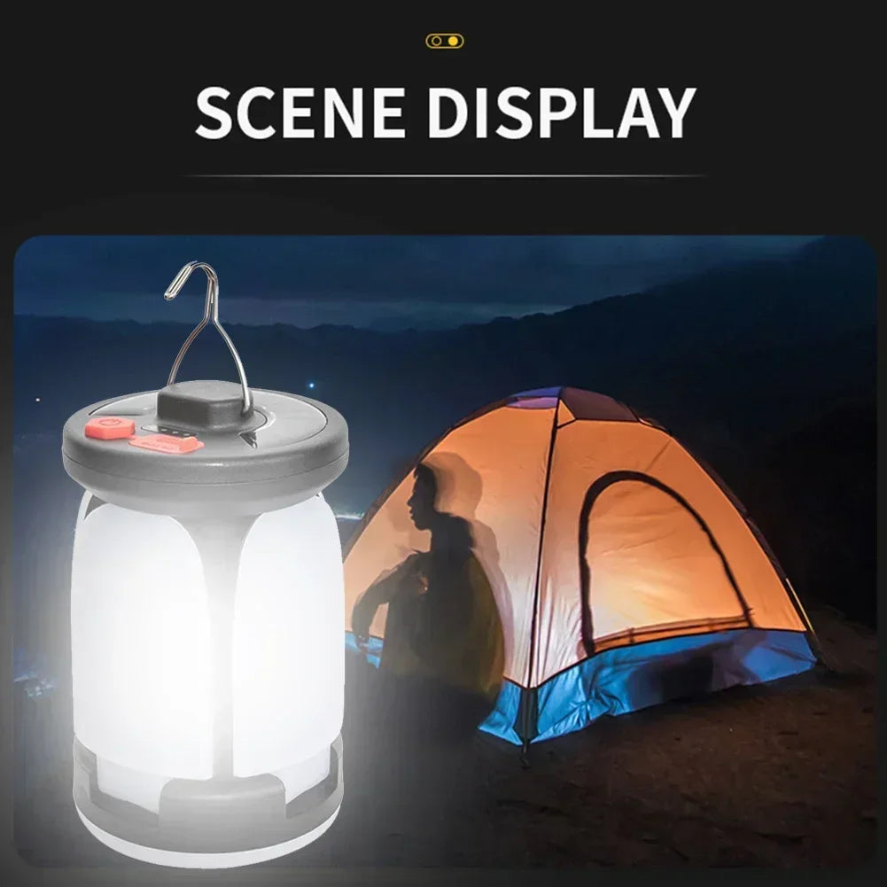 Ultra-Bright Rechargeable LED Camping Lantern Solar Portable Lanterns With Power Bank Hands-Free Emergency Lamp Hiking/Fishing Beargoods