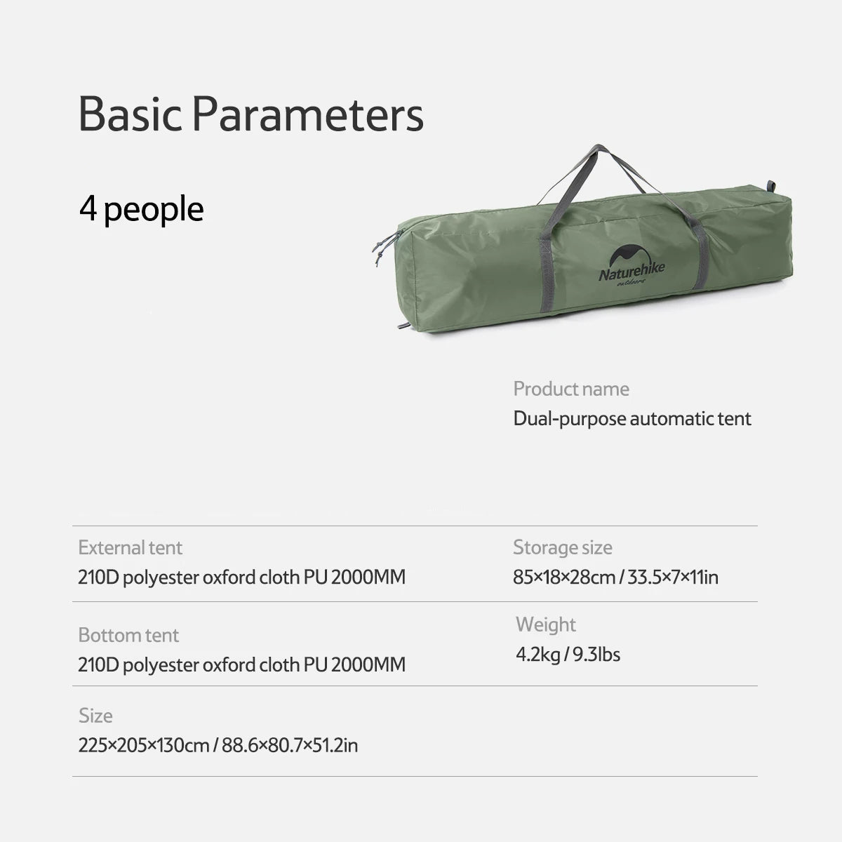 Naturehike One-touch Tent 3-4 Person Travel Family Sun Shelter Portable Automatic Fishing Tent Outdoor Picnic Camping Tent Beargoods