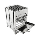 Square Wood Burning Camping Stove Outdoor Survival BBQ Mini Grill BBQ Outdoor Camping Firewood Folding BBQ Picnic Stove Beargoods