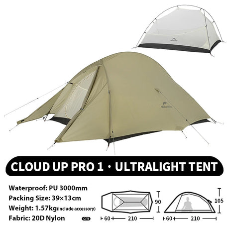 Naturehike Cloud Up 1 2 3 Person Camping Tent Ultralight Waterproof Trekking Tents Hiking Backpacking Shelter Tent Travel Tent Beargoods