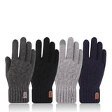 Men Winter Warm Wool Knitted Gloves Fleece‑lined Touch‑screen Cold Resistant Soft Thermal Outdoor Daily Gloves Beargoods