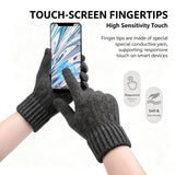 Men Winter Warm Wool Knitted Gloves Fleece‑lined Touch‑screen Cold Resistant Soft Thermal Outdoor Daily Gloves Beargoods