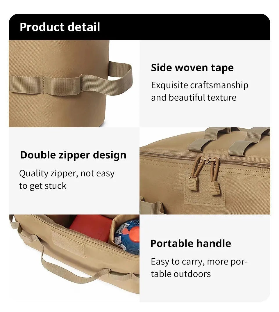 Outdoor Camping Gas Tank Storage Bag Large Capacity Ground Nail Tool Bag Gas Canister Picnic Cookware Utensils Kit Bag Beargoods
