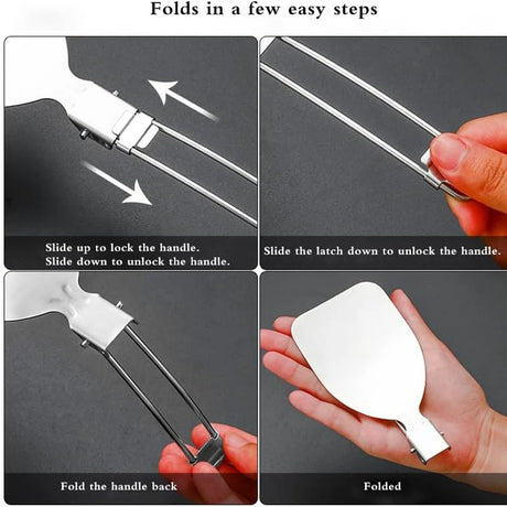 Folding Spatula Spoon Shovel Food Turner Portable 304 StainlessSteel Outdoor Camping BBQ Cooking Tableware Picnic Supplies ﻿ Beargoods