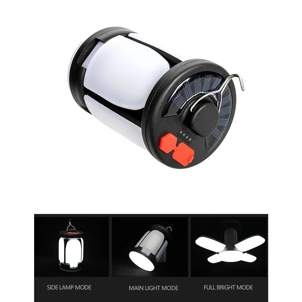 Ultra-Bright Rechargeable LED Camping Lantern Solar Portable Lanterns With Power Bank Hands-Free Emergency Lamp Hiking/Fishing Beargoods