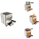 Square Wood Burning Camping Stove Outdoor Survival BBQ Mini Grill BBQ Outdoor Camping Firewood Folding BBQ Picnic Stove Beargoods