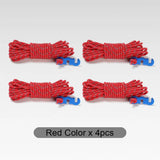 4Pcs Outdoor Guy Lines Tent Cords Reflective Camping Rope with Aluminum Guylines Adjuster Tensioner Pouch for Tent Tarp Canopy Beargoods