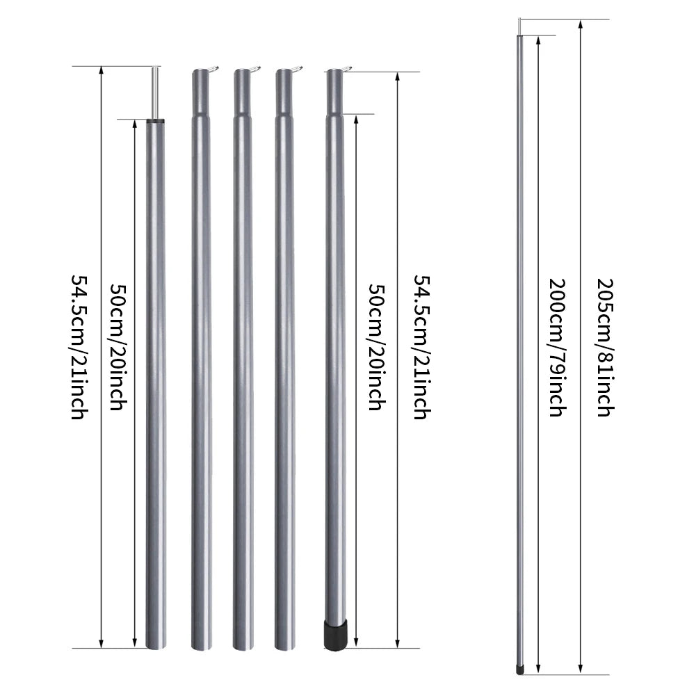 2m Telescopic Tent Poles Set of 2 Lightweight Adjustable Trekking Camping Collapsible Poles for Walking Canopy Hiking Beargoods