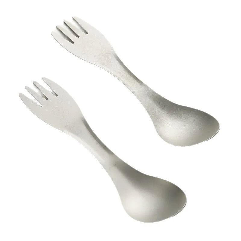Ultralight Titanium Spork 2-in-1 Spoon & Fork Camping Picnic Travel Tableware Portable Survival Tool for Hiking Backpacking EDC Beargoods