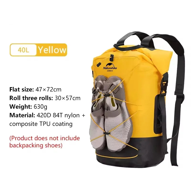 Naturehike Outdoor Waterproof Bag Wet & Dry Separation Outdoor Portable 20-40L Large Capacity Trail Bags Diving Backpack Beargoods