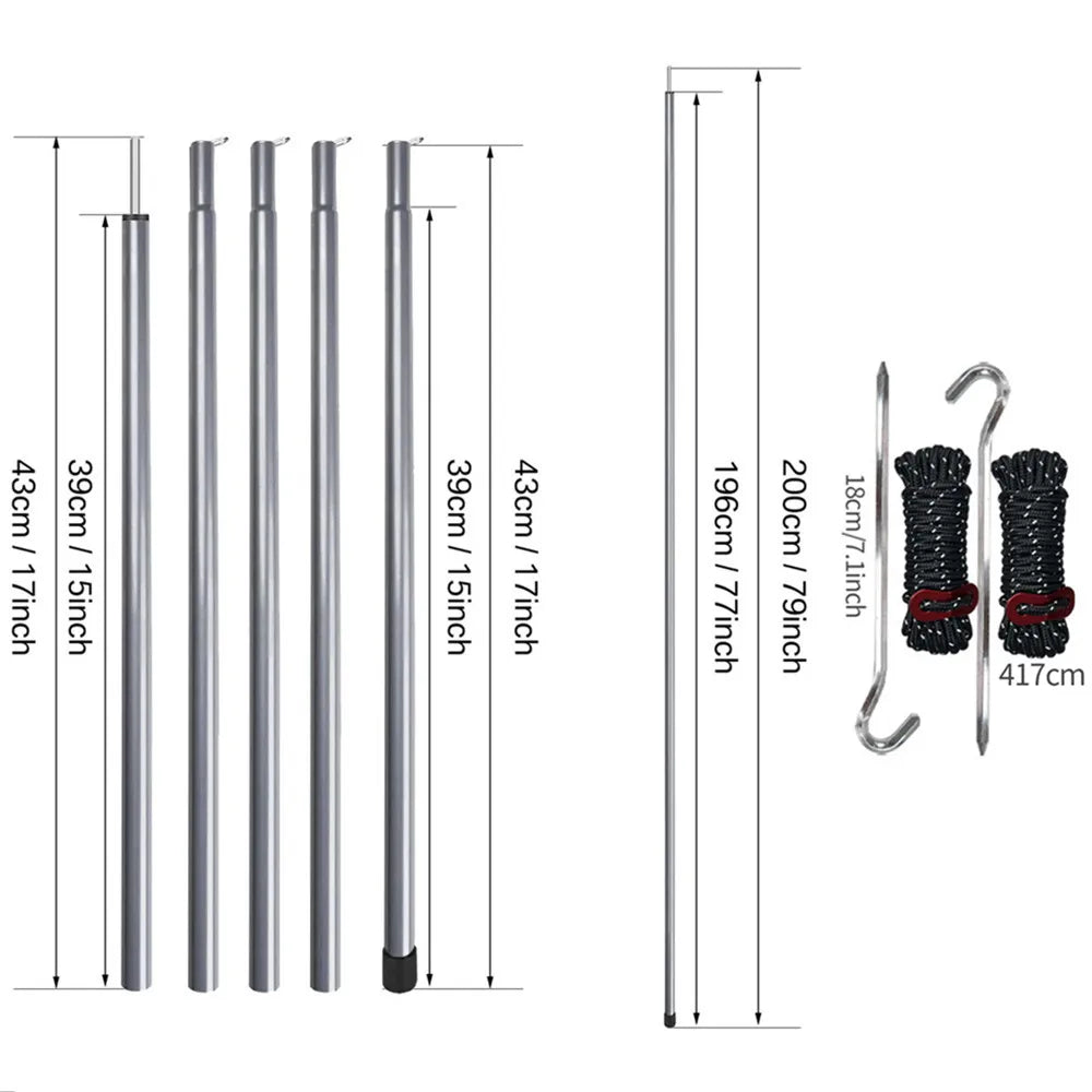 2m Telescopic Tent Poles Set of 2 Lightweight Adjustable Trekking Camping Collapsible Poles for Walking Canopy Hiking Beargoods