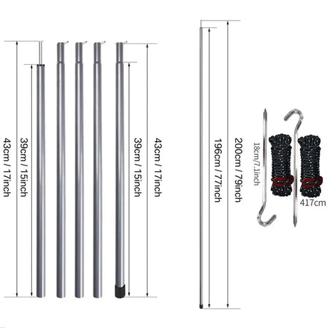 2m Telescopic Tent Poles Set of 2 Lightweight Adjustable Trekking Camping Collapsible Poles for Walking Canopy Hiking Beargoods