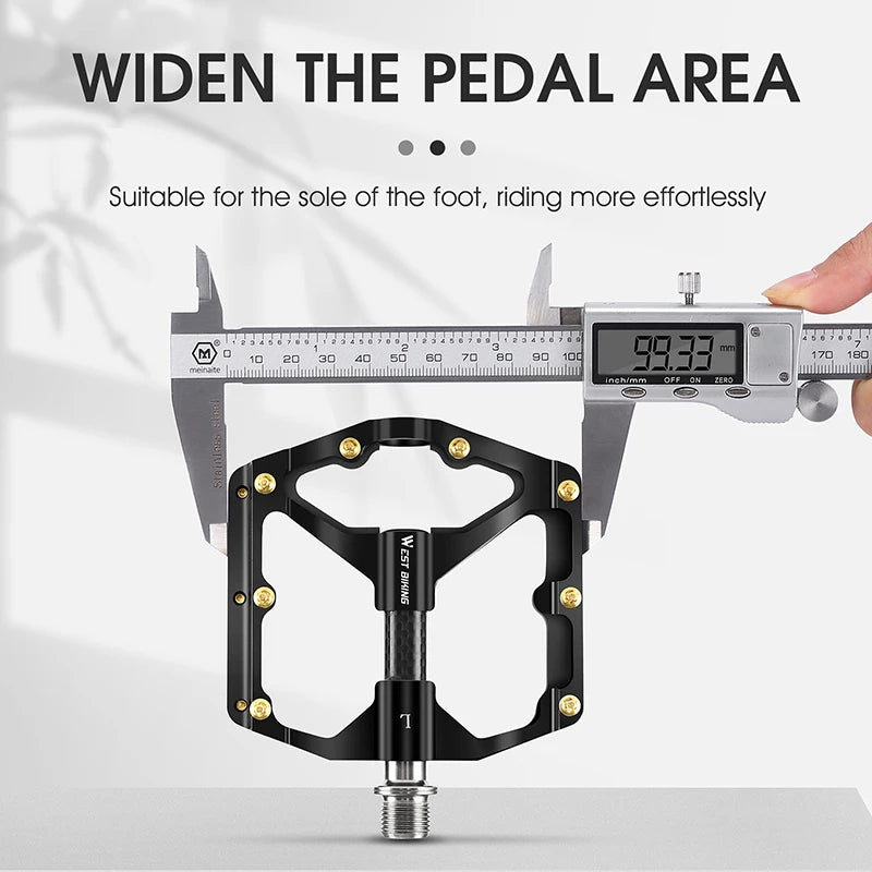 WEST BIKING Bike Pedals MTB Flat Bicycle Pedals 9/16'' Lightweight Road Bike Pedals Carbon Fiber Sealed Bearing Platform Pedals Beargoods